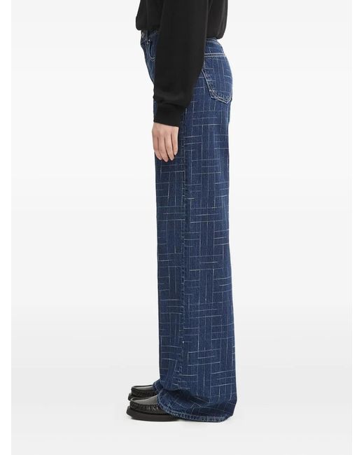 KENZO Blue Grid-Pattern Jeans