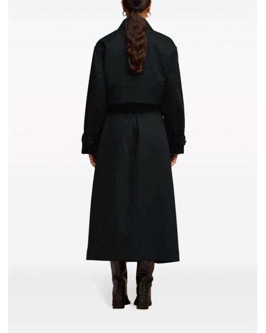AMI Black Belted Cotton Trench Coat