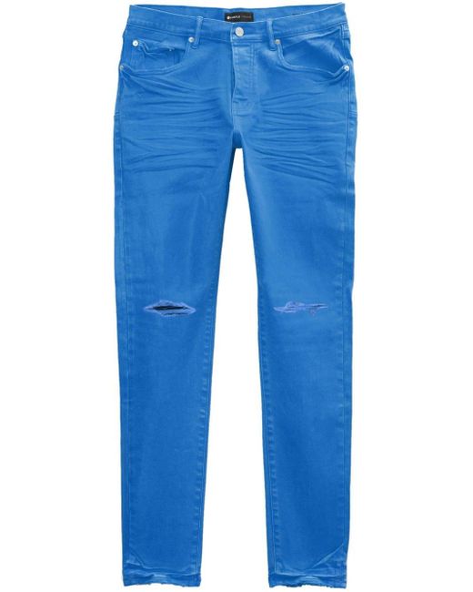 Purple Brand Blue Coated-finish Low-rise Skinny Jeans for men