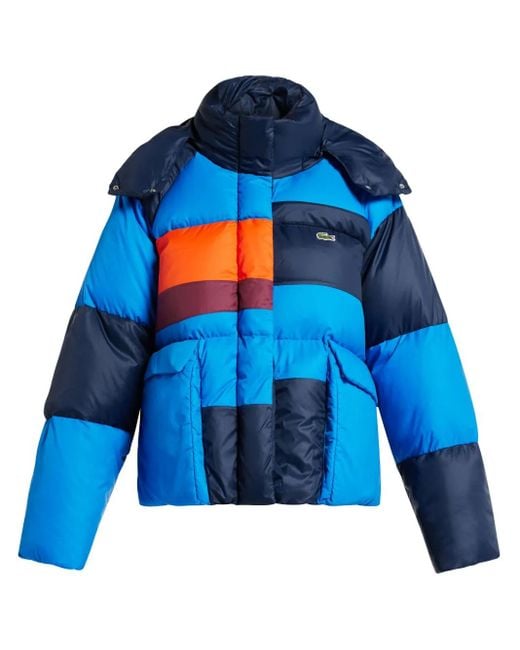 Lacoste Blue Oversized Padded Color-Block Puffer Jacket