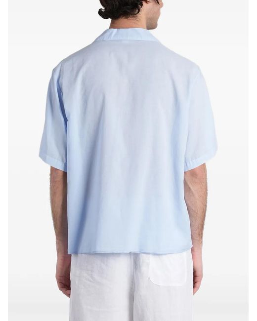 Aspesi Blue Bowling Short-Sleeve Camp-Collar Shirt for men