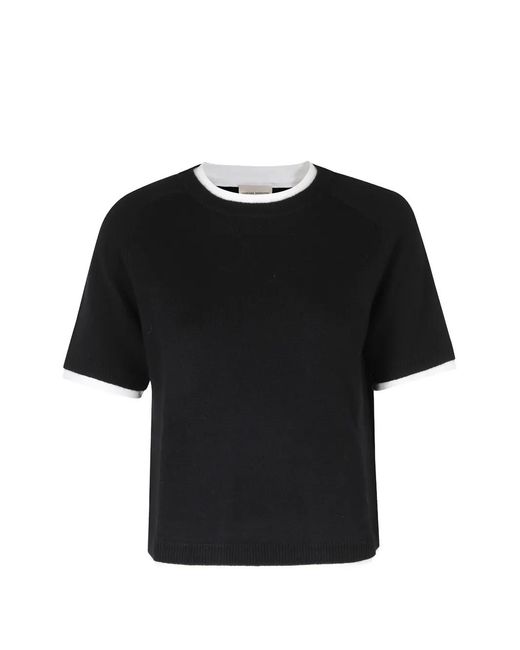 Semicouture Black Layered-Effect Short-Sleeve Sweater