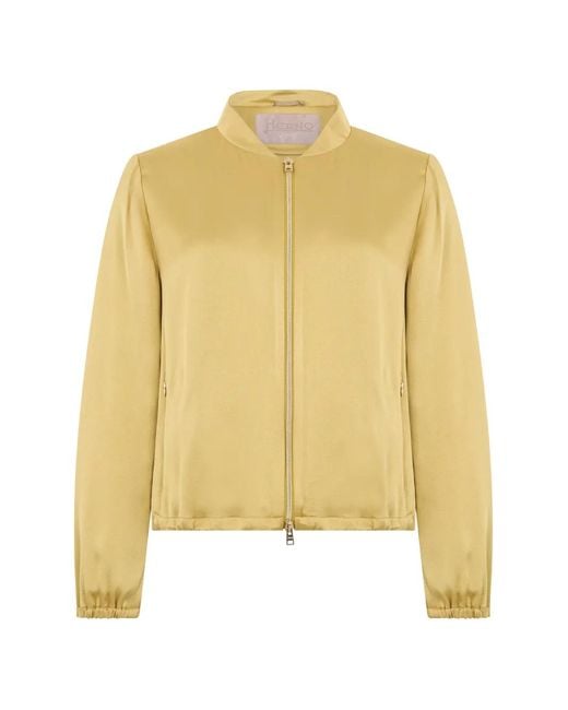 Herno Yellow Band-Collar Bomber Jacket