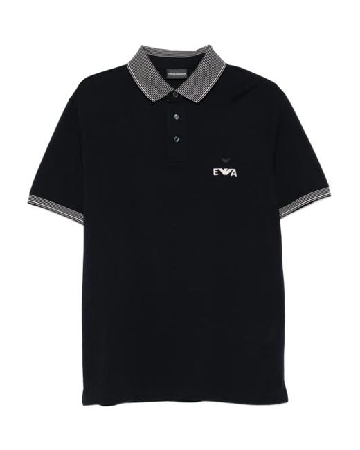 Emporio Armani Black Regular Fit Logo Polo for men