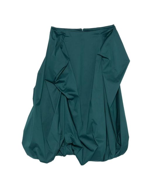 Liviana Conti Green Gathered Midi Skirt