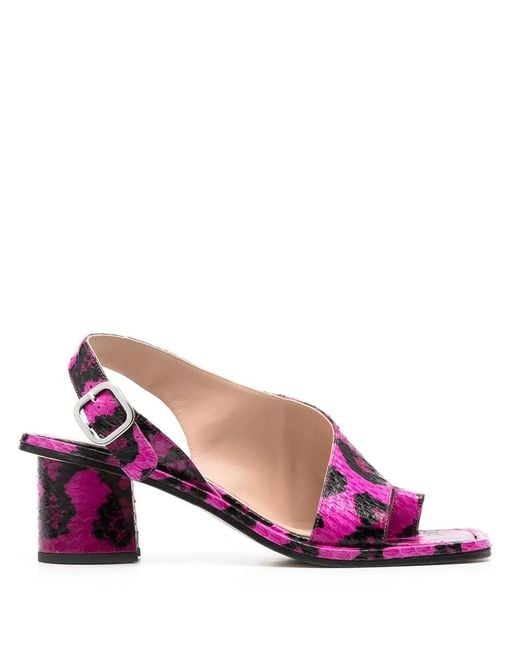 Scarosso Pink Jill Snakeskin-Effect Sandals