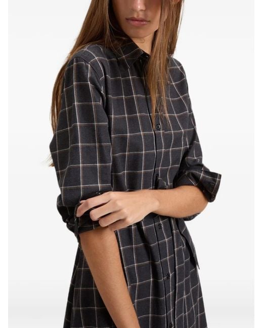 Woolrich Black Checked Flannel Midi Dress