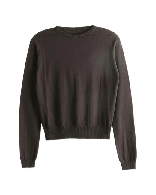 Rick Owens Black Ribbed-Trim Fine-Knit Sweater