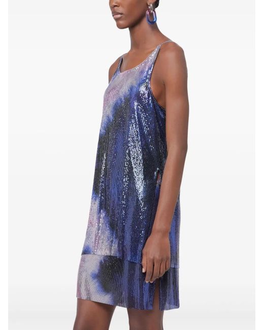 Rabanne Blue Trägershirt Aus Mesh Mit Print