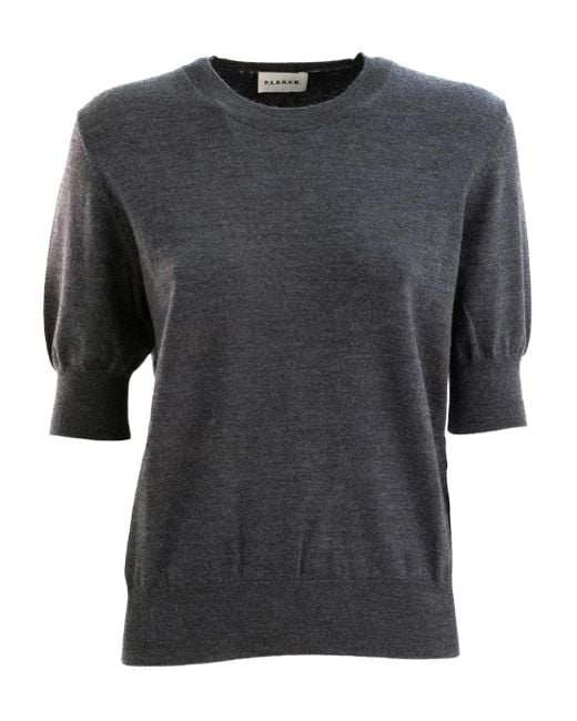 P.A.R.O.S.H. Black Short-Sleeve Wool Sweater