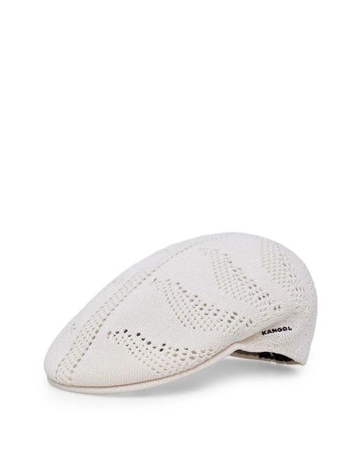 Kangol White Eyelet-Knit Flat Cap