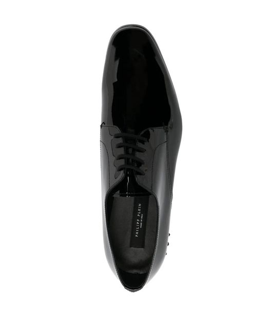 Philipp Plein Black Derby Stars Leather Oxford Shoes for men