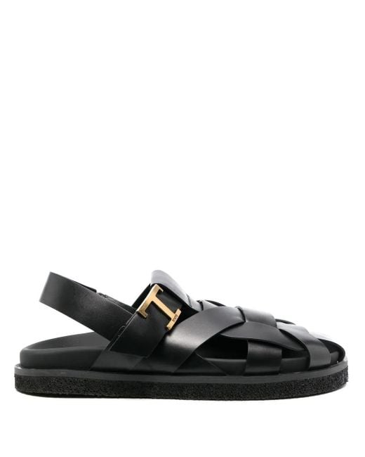 Tod's Black T Timeless Leather Sandals