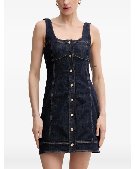GAUDI Black Button-Down Sleeveless Denim Mini Dress