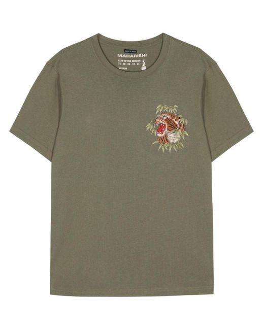 Maharishi Green Tiger-embroidered Cotton T-shirt for men