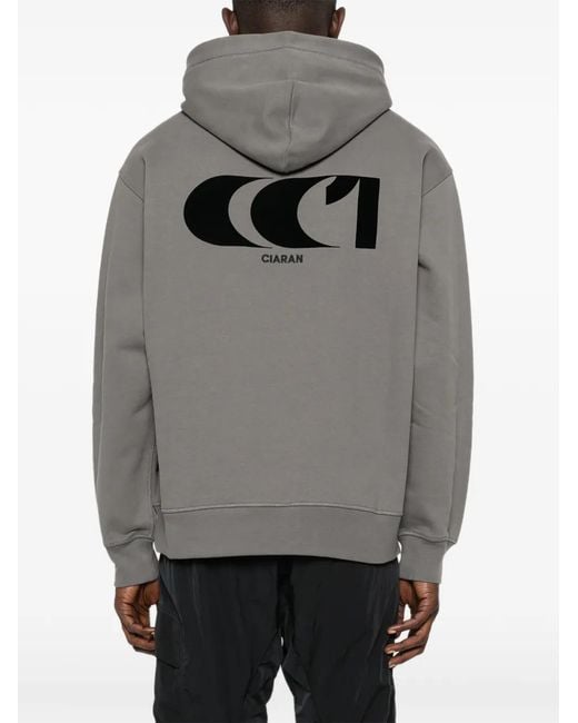 CIARAN Gray Logo-Embroidered Hoodie for men