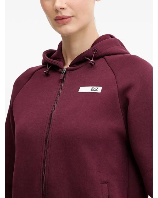 EA7 Purple Zip Hooded Top