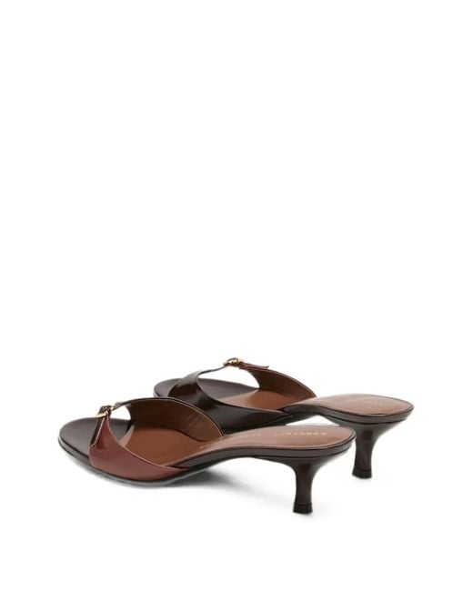Dorothee Schumacher Brown Crackle Shine Buckle-Detail Heeled Sandals