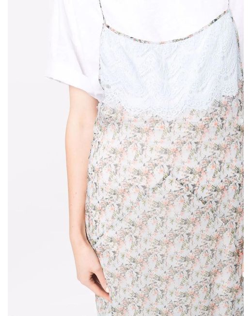 DSquared² White Floral-Print Silk Dress