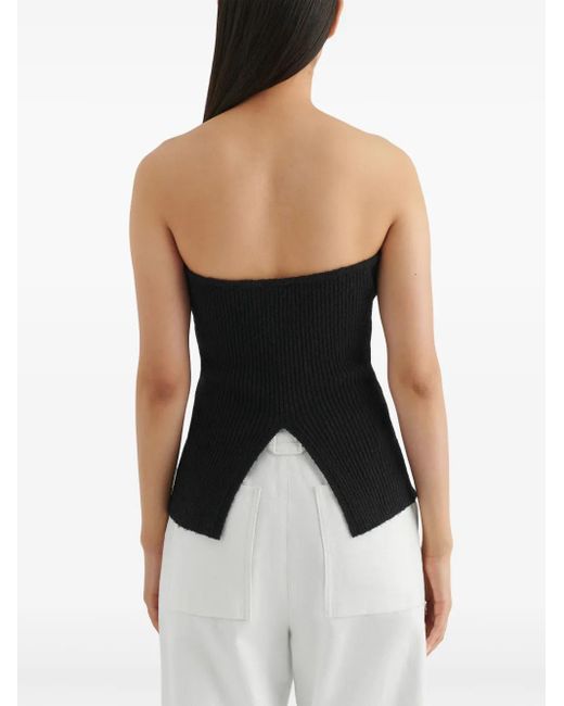 Axel Arigato Black Dime Strapless Rib-Knit Top