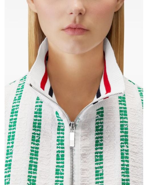 Thom Browne Blue Blouson En Tweed À Rayures Régimentaires