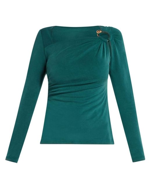Acler Green Ring-hardware Jersey Top