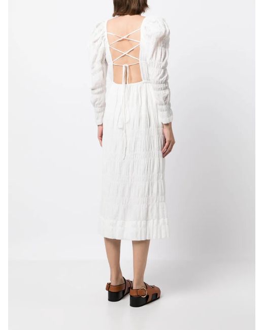 Rejina Pyo White Nora Smocked Midi Dress