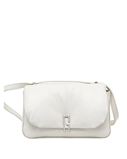 Guess レザー ショルダーバッグ White