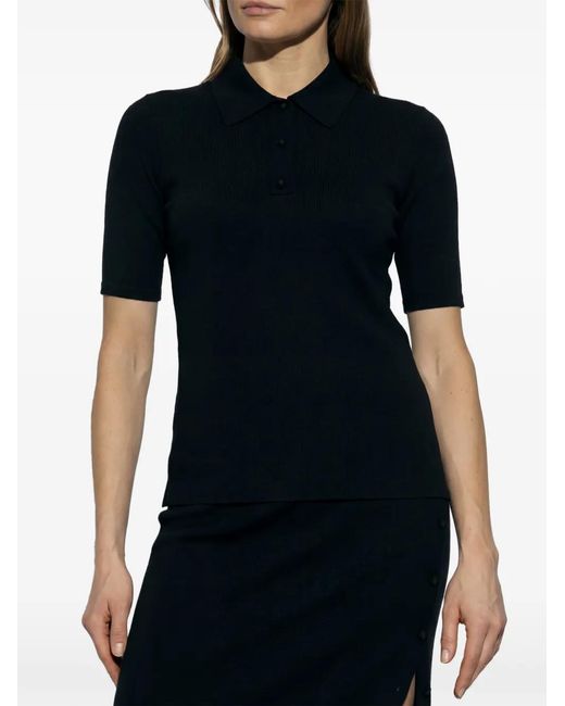 Jil Sander Black Knitted Polo Top