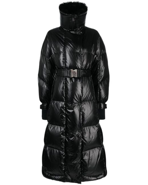 3 MONCLER GRENOBLE Black Combovin Mantel aus Faux Fur