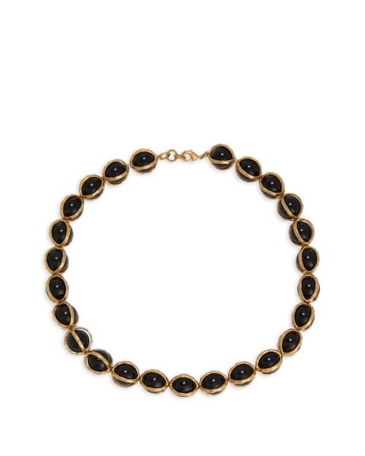 Jil Sander Metallic Onyx-Embellished Brass Necklace