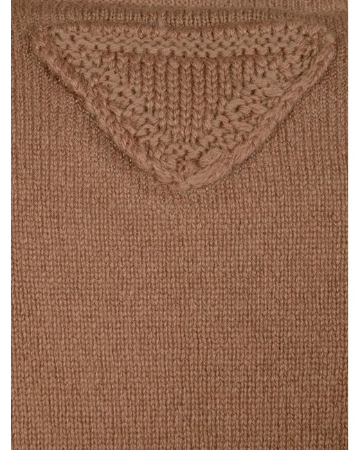 Prada Brown V-Neck Sweater for men