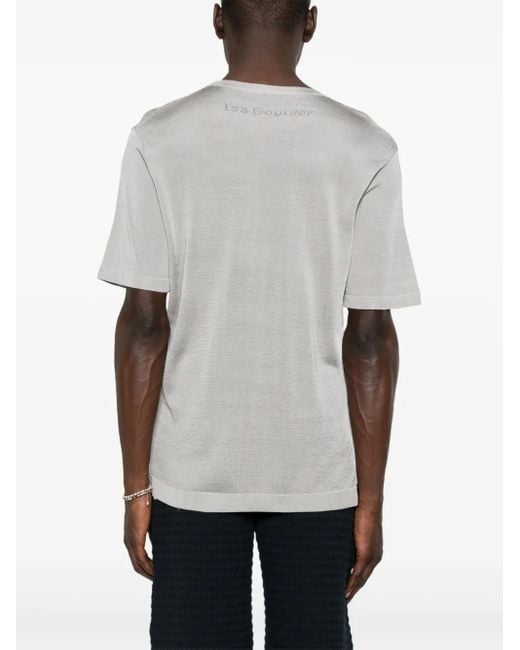 Isa Boulder Gray Fine-Knit T-Shirt for men