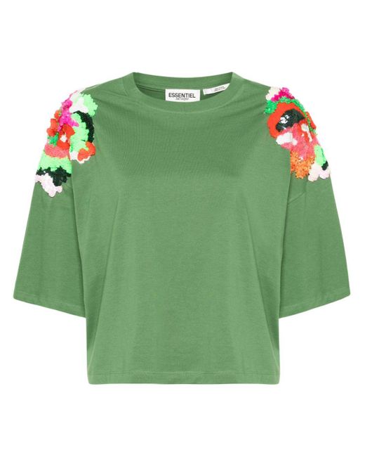 Essentiel Antwerp Green Fester Sequin-detailing T-shirt