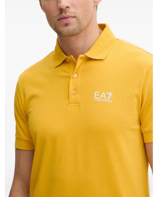 EA7 Yellow Logo-Print Short-Sleeve Polo Shirt for men