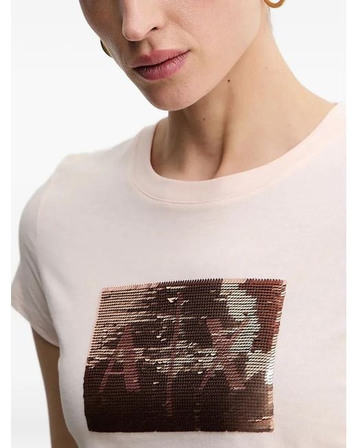 ARMANI EXCHANGE White Sequin-Embellished T-Shirt