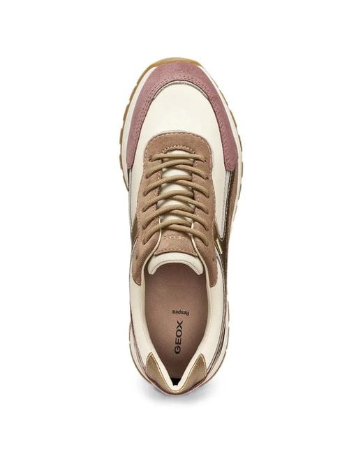 Geox Natural Desya Abx Panelled Lace-Up Sneakers