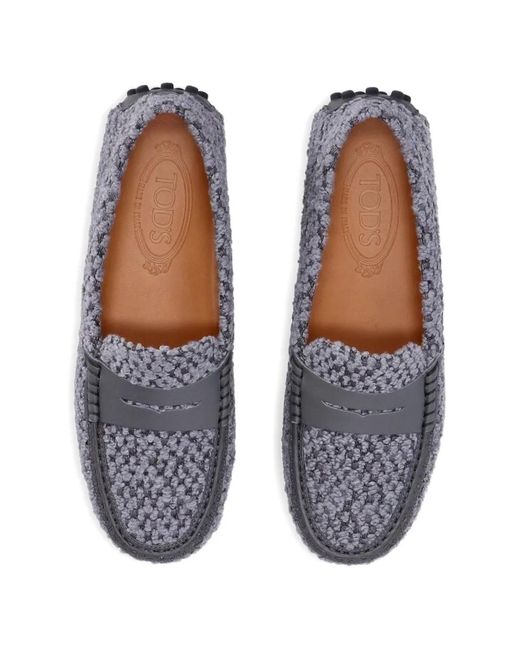 Tod's Gray Gommino Textured Loafers
