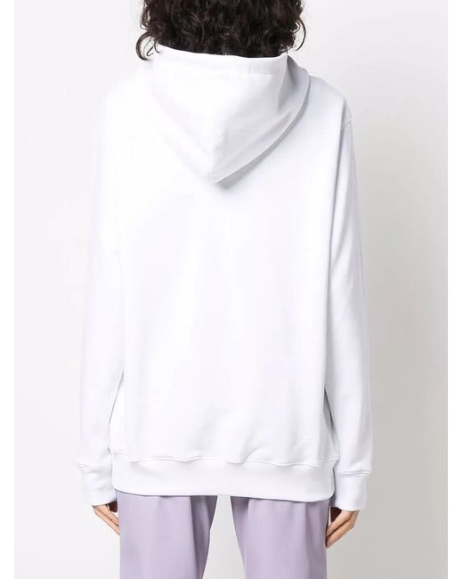 Moschino White Graphic-Print Drawstring Hoodie