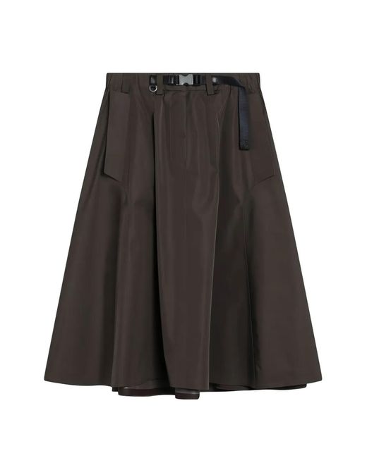 Prada Gray Belt-Detail A-Line Skirt