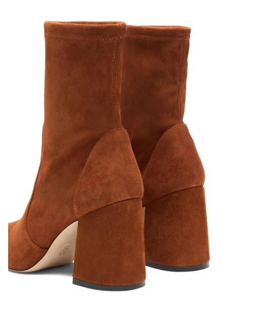Stuart Weitzman Brown 85Mm Essentialist Stretch Suede Boots