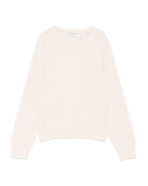 Marc O' Polo White Ribbed Crew-Neck Sweater
