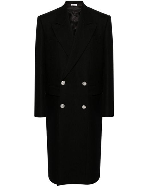 Alexander McQueen Black Wool Double-breasted Coat for men