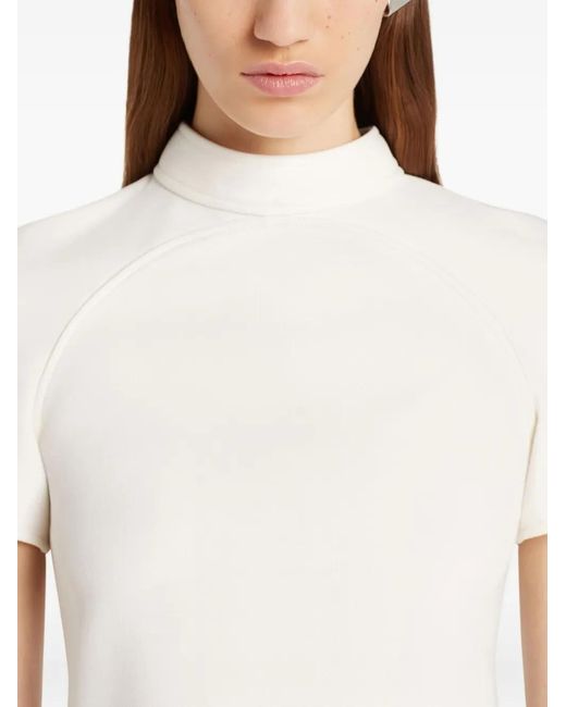 Courreges White High-Neck Short-Sleeve Top