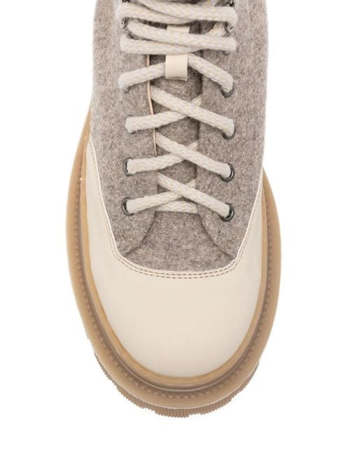 Eleventy Natural Panelled Lug-Sole Boots for men