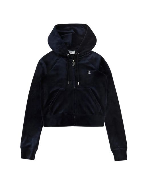 Juicy Couture Blue Diamanté Velour Hoodie