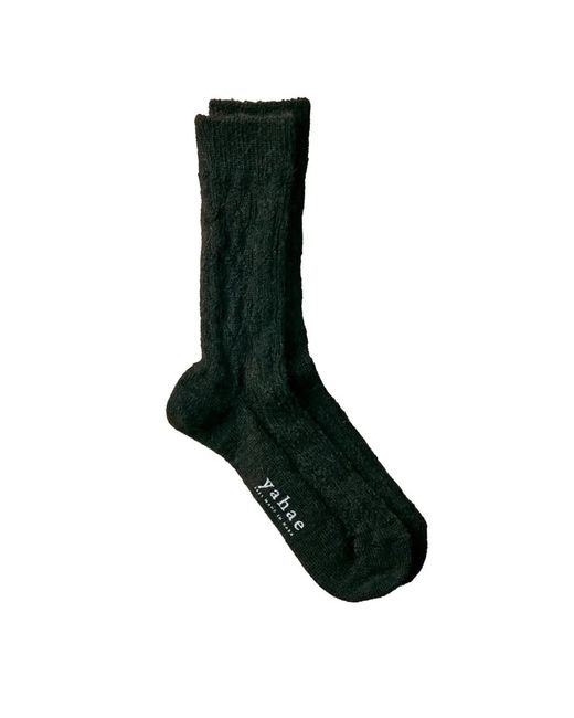 yahae Black Cable-Knit Socks