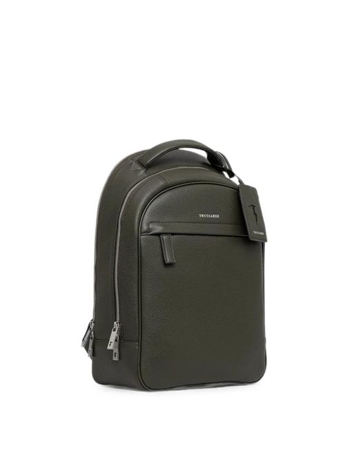 Trussardi Green Office Pebbled-Effect Backpack for men