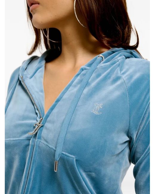 Juicy Couture Blue Diamanté Velour Hoodie