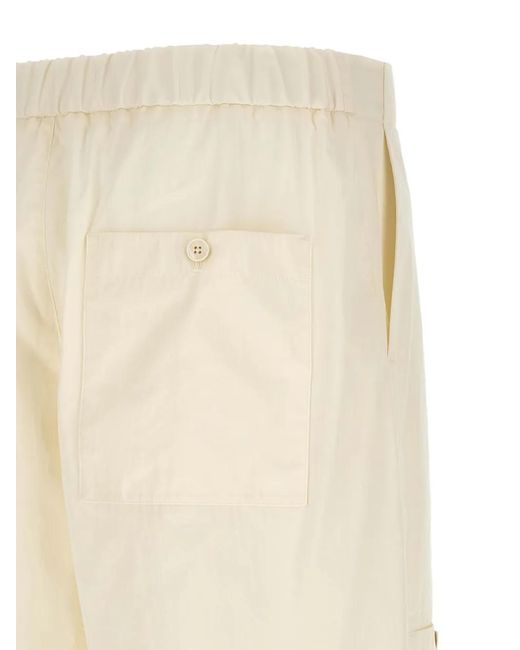 Jil Sander White Drawstring Cargo Trousers for men